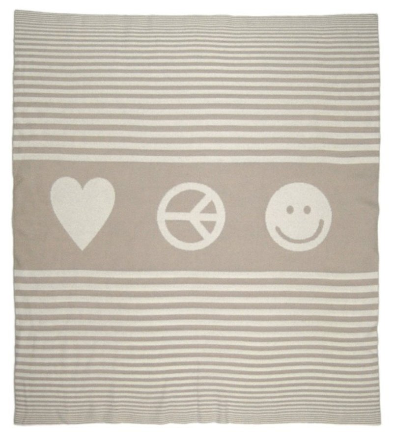 Love, Peace, Joy 條紋嬰兒毯｜雙面圖案 - 床包/寢具 - 其他材質 