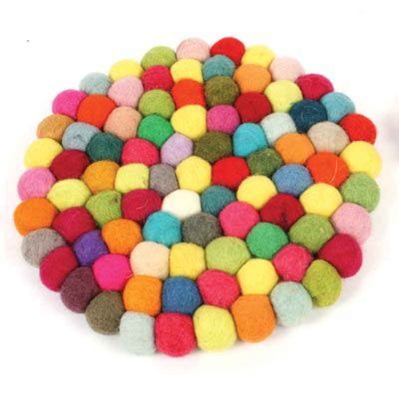 Bubble table mat 31cm diameter 羊毛球餐墊 - Coasters - Wool 