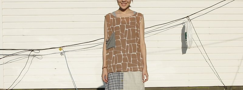 Giraffe vest _ ++ ++ * Coffee paragraph (the last one left) - Women's Tops - Other Materials Brown