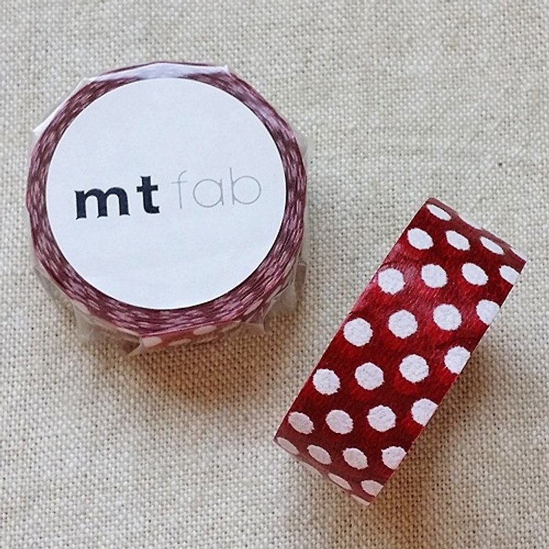 mt 和紙膠帶 fab 植絨系列【水玉款 紅+白(MTFL1P10)】 - 紙膠帶 - 紙 紅色