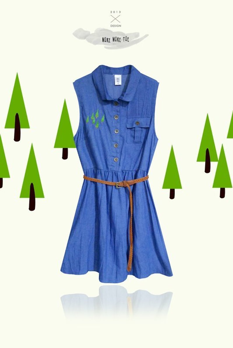 【情人節禮物】手作・小笨雲小瘦樹／簡單穿牛仔洋裝 - 洋裝/連身裙 - 其他材質 藍色