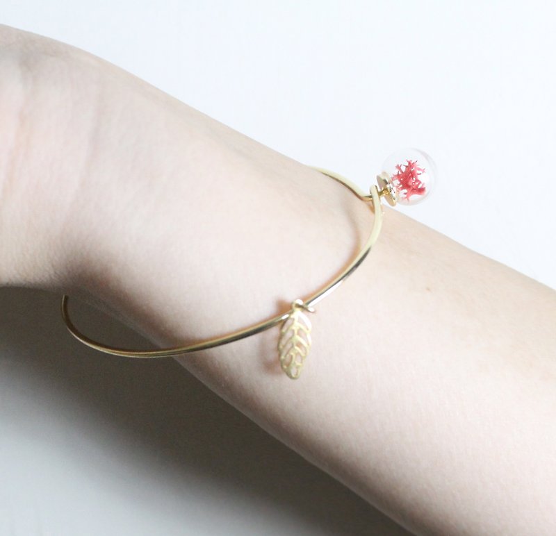 Glass Ball Gold Fine Bracelet - Rose Moss MOSS - Give Love (Bracelet Pendant Detachable) - Bracelets - Other Metals Red