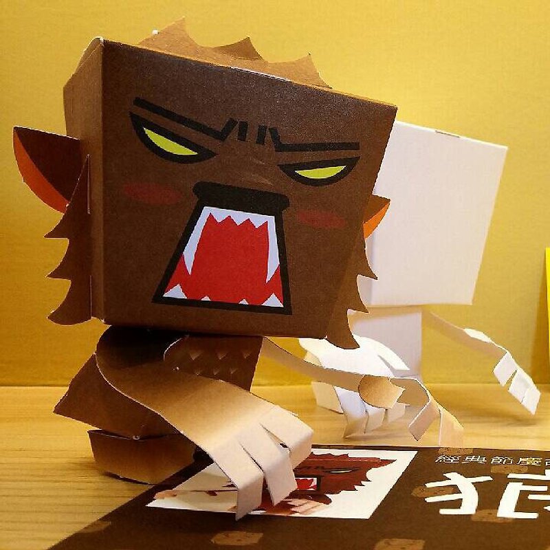 Chong Yun Tian Play [werewolf] colored handmade paper dolls Halloween theme cute monster role DIY- Series 10 / 12- A two - Wood, Bamboo & Paper - Paper Red
