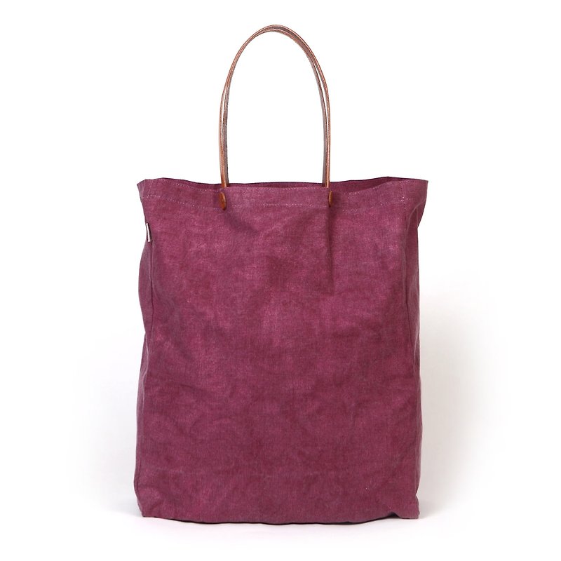 Grape purple leather strap canvas bag - limited edition - กระเป๋าแมสเซนเจอร์ - ผ้าฝ้าย/ผ้าลินิน สีม่วง