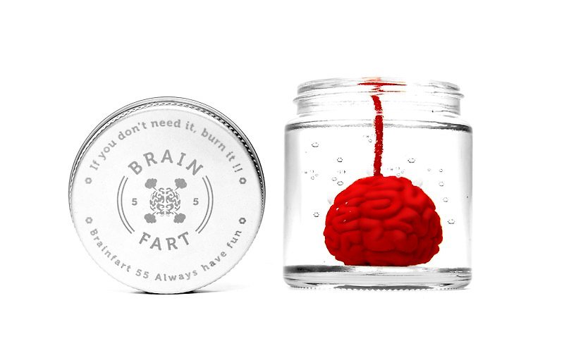Brainfart55 福馬林系列香氛蠟燭-紅腦腦 - 香薰蠟燭/燭台 - 蠟 紅色