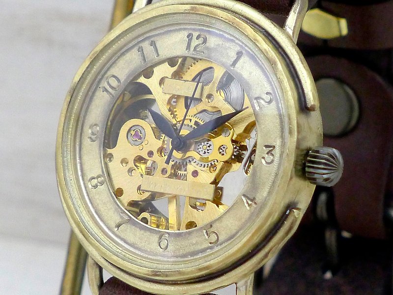 手作り時計 HandCraftWatch 手巻きBrass JUMBO BHW059 アラビア GD/BR - 腕時計 - 銅・真鍮 ゴールド