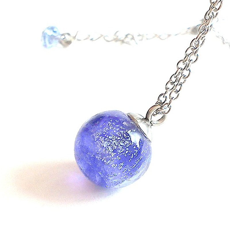 Light Violet Transparent Silver Planet Series Handmade Glass Necklace - สร้อยคอทรง Collar - แก้ว สีม่วง