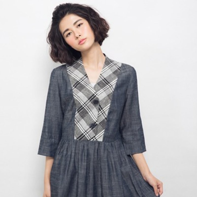 Stolen moments splice strap long dress - turntable (gray) - One Piece Dresses - Other Materials Blue