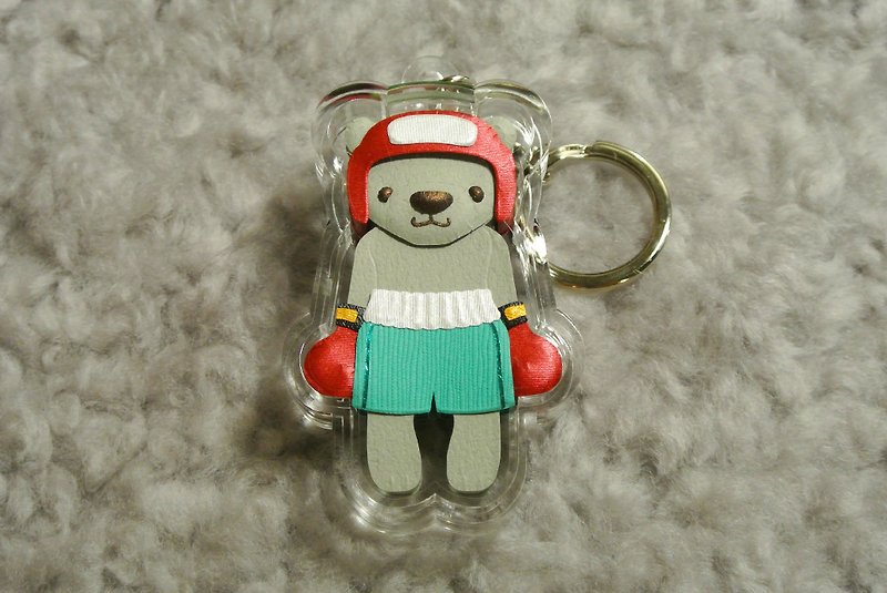 Dumpy Bear 紙雕小熊吊飾NO.7 - 鑰匙圈/鎖匙扣 - 紙 灰色