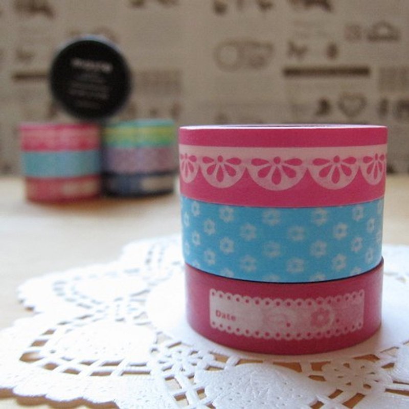 Mastee and paper tape 3 rolls [photo decoration - pink (MSG-MKT09-FPK)] - Washi Tape - Paper Pink