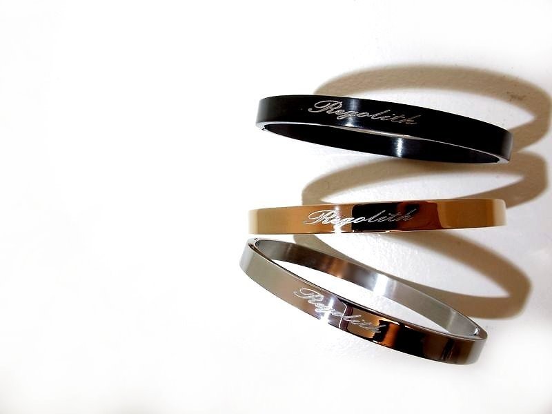 REGOLITH lunar regolith [stock - matte black brushed thin models] LOGO Stainless Bangle brand steel bracelet (only brand LOGO, without lettering) - Bracelets - Other Metals Yellow