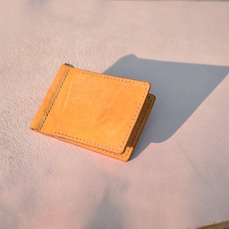 亥卡 HIKER / 義大利植鞣牛皮 - 鈔票夾（山吹） - 長短皮夾/錢包 - 真皮 橘色
