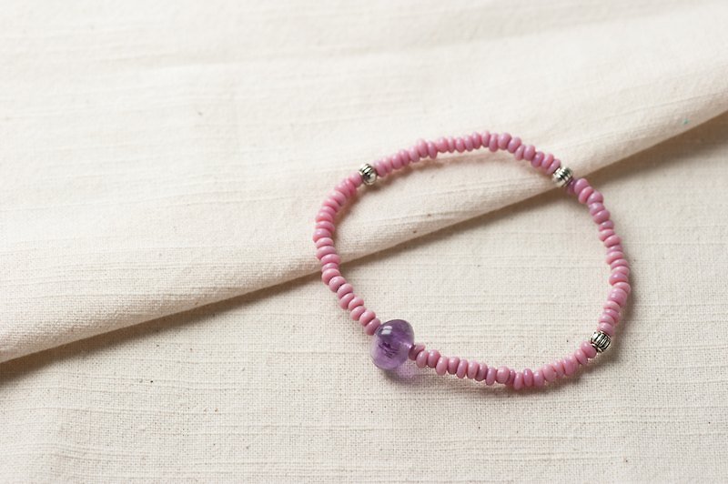 [Even] Woody'sHandmade. Lotus purple glass bracelets, a paragraph, former miners amethyst beads Purple Liu-li Bracelet (A) - Bracelets - Other Materials Purple