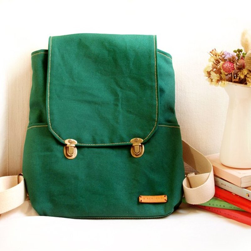 1pinfun キャンバス リュック（アイビーグリーン） - Backpacks - Other Materials Green