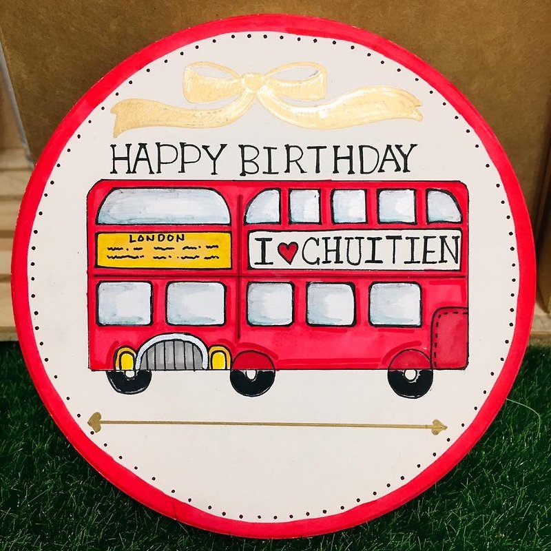 [I Love UK Series]-Routemaster double-decker bus hand-painted coaster - Other - Other Materials Red