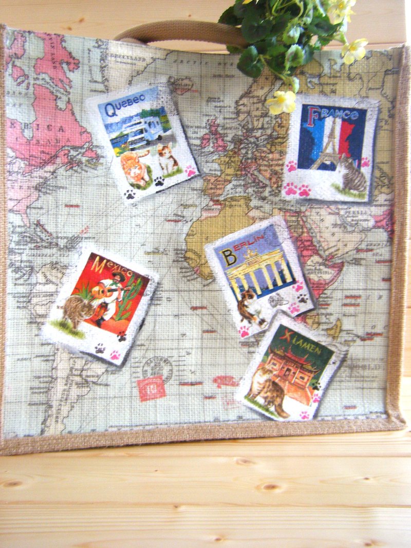 Cats Travel flax bags / big bags - Messenger Bags & Sling Bags - Cotton & Hemp Multicolor