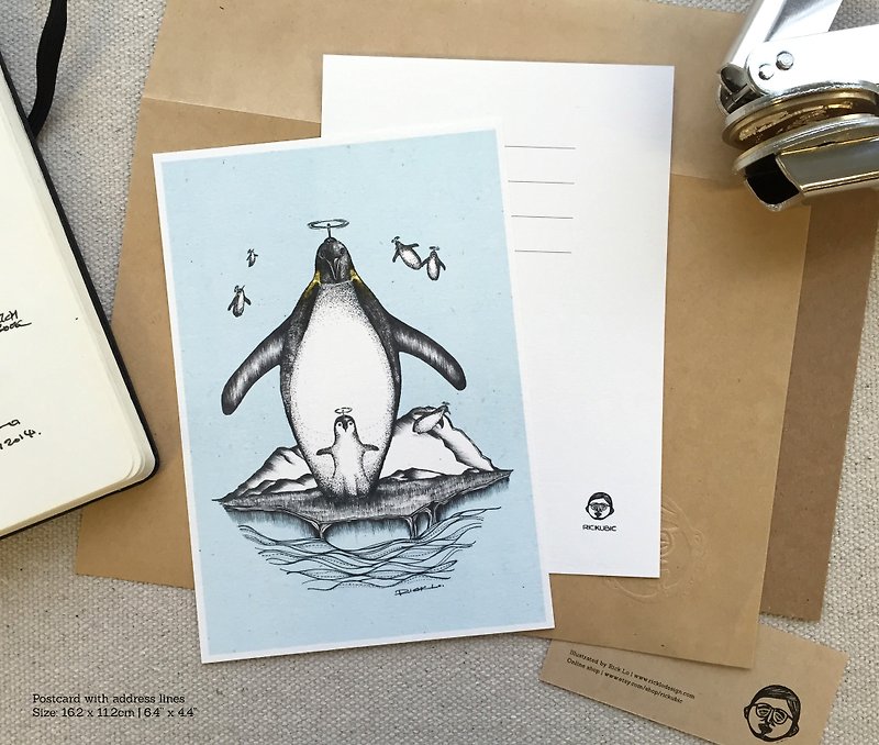 フライング ペンギン - ポストカードで利用可能なアートワーク - カード・はがき - 紙 