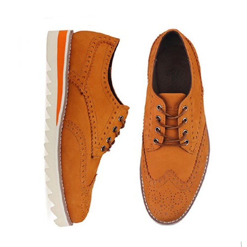 2017 MUST HAVE ITEM Brawn Brows Lace up derbies with perforated design BB6022 OR - Men's Leather Shoes - Genuine Leather Orange
