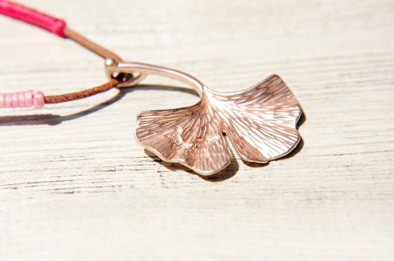 Valentine's Day Gift / Forest Girl / Hand Woven Leather Necklace-Ginkgo - Necklaces - Other Metals Multicolor