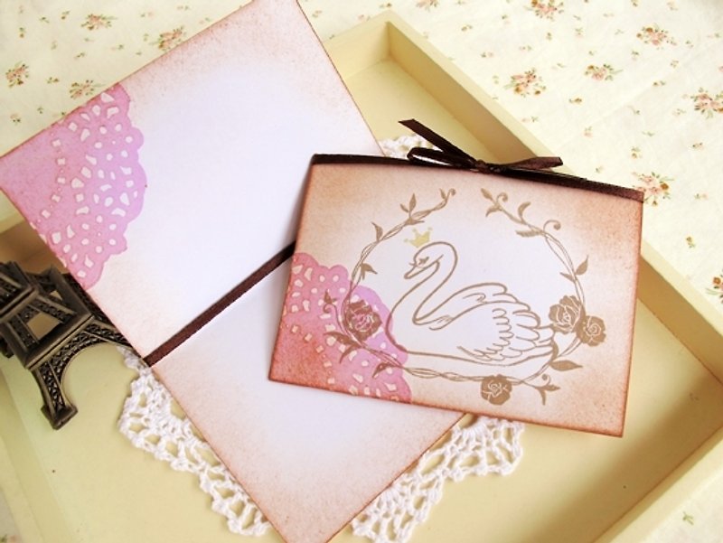 Apu Handmade Card Small Retro Style Beautiful Universal Card Swan Lake Greeting Card Gift Card - Cards & Postcards - Paper 