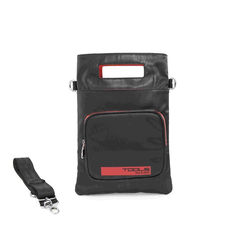 Tools flat bag:: water repellent:: hairline:: fashion #black red - Messenger Bags & Sling Bags - Waterproof Material Multicolor