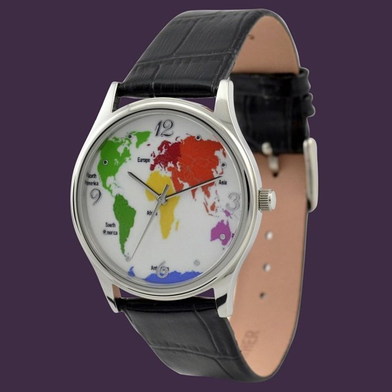 Watch World Map - Men's & Unisex Watches - Other Metals 