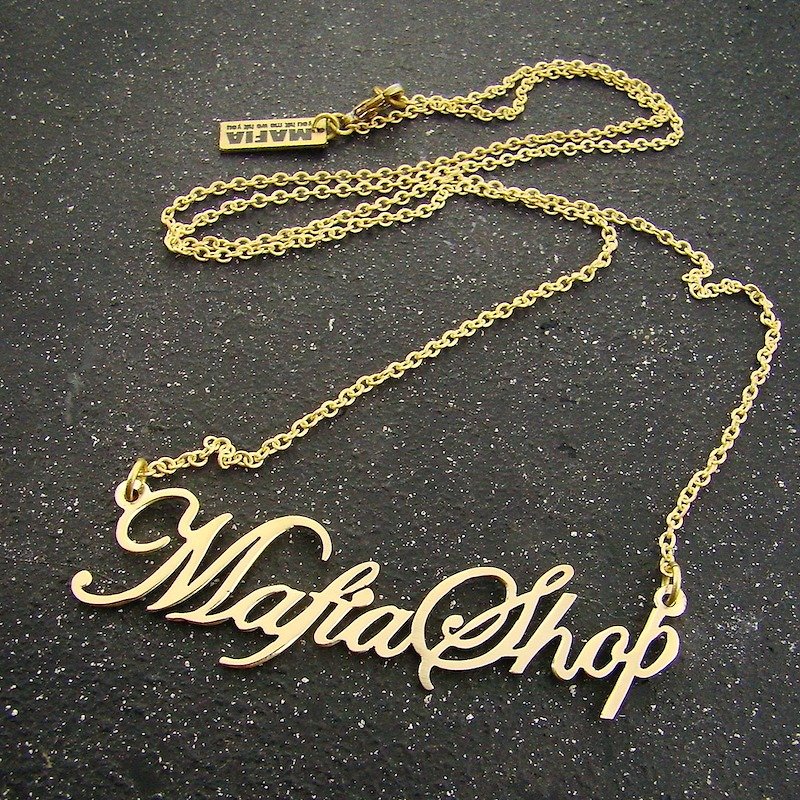 Scrip font style Personal nameplate necklace in brass - อื่นๆ - โลหะ 