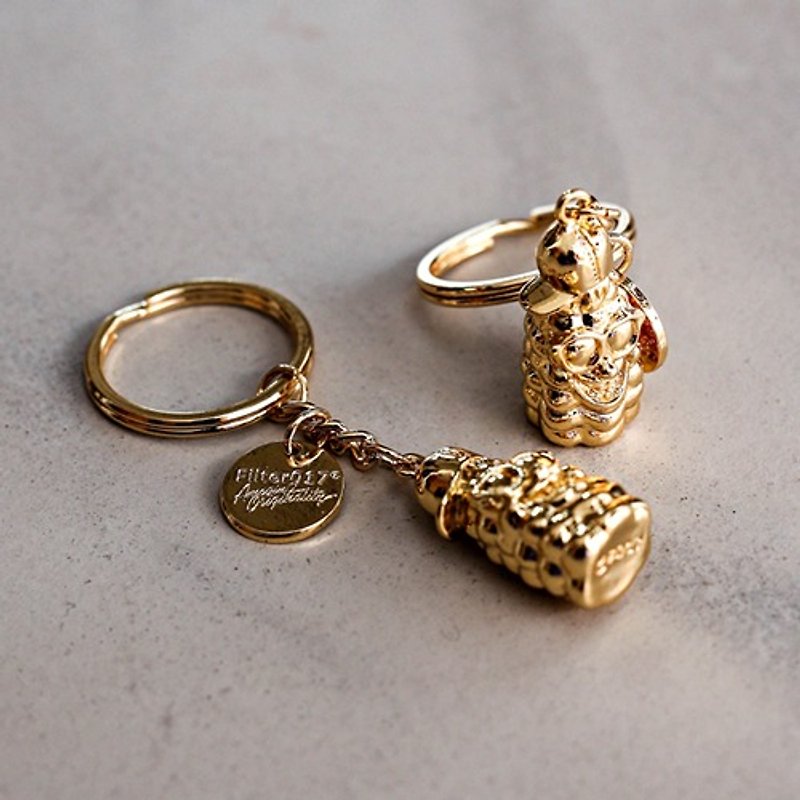 Filter017 POPCORN Golden Age Key Chain Corn Age Golden Key Ring - Keychains - Other Metals Yellow