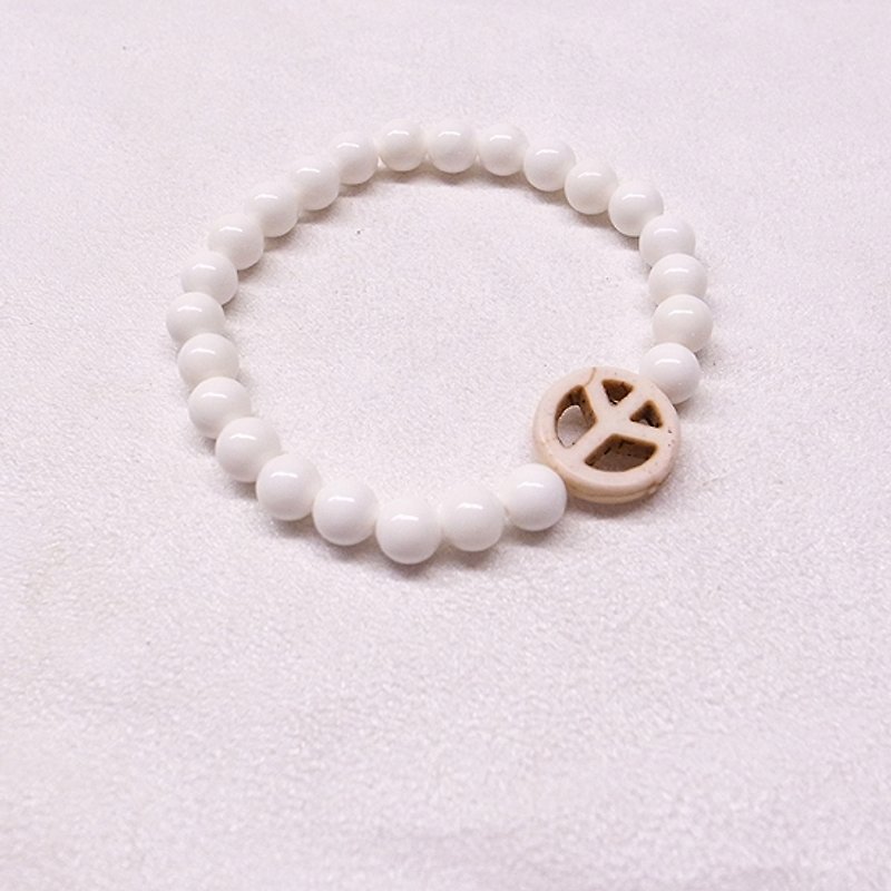 ☽ Qi Xi hand for ☽ [07195w1] peace sign bracelet clam paragraph - งานโลหะ/เครื่องประดับ - วัสดุอื่นๆ ขาว