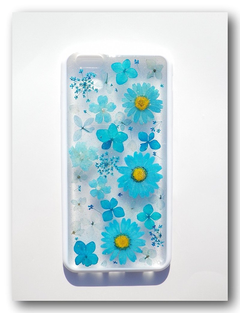 Anny's workshop手作押花手機保護殼，適用於Apple iphone 6 plus，淺淺的藍 - 手機殼/手機套 - 塑膠 藍色