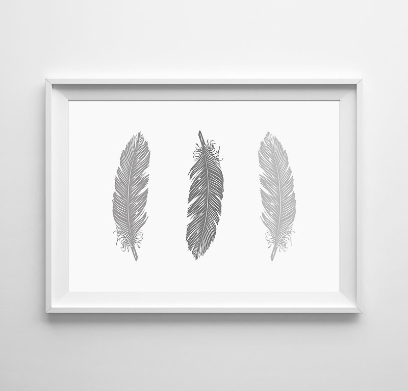 feathers (黑)  可客製化 掛畫 海報 - 牆貼/牆身裝飾 - 紙 