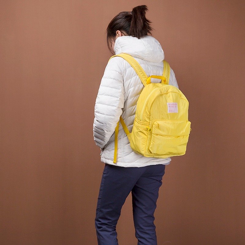 NTMY. Sandwich mesh yellow backpack/backpack - กระเป๋าเป้สะพายหลัง - เส้นใยสังเคราะห์ สีเหลือง