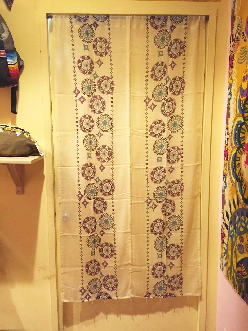 ☼ geometric yellow flowers beaded curtain flow Sumi ☼ - Items for Display - Cotton & Hemp Multicolor