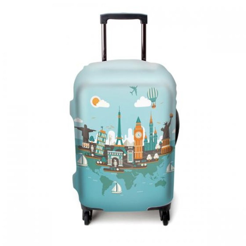 彈力箱套│全球地標【M 號】 - 行李箱/旅行袋 - 其他材質 藍色