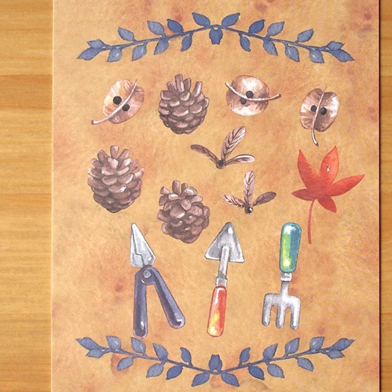Postcard-Fruit of Tree - การ์ด/โปสการ์ด - กระดาษ สีนำ้ตาล