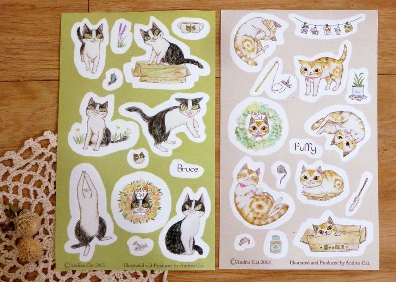 Andrea Cat-帕菲和布魯斯貼紙組 - 貼紙 - 紙 多色