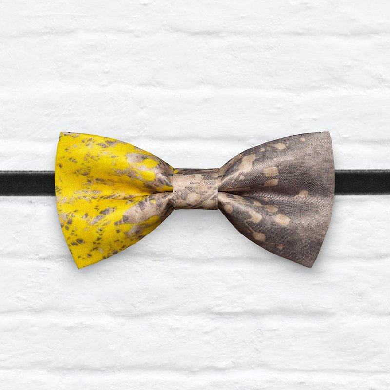 Style 0073 Light Grey White Minimal Subtle Relief Pattern-Wedding Bowtie - Chokers - Other Materials Yellow