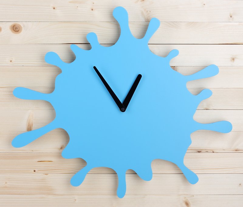 Water stain shape wall clock - นาฬิกา - ไม้ สีน้ำเงิน