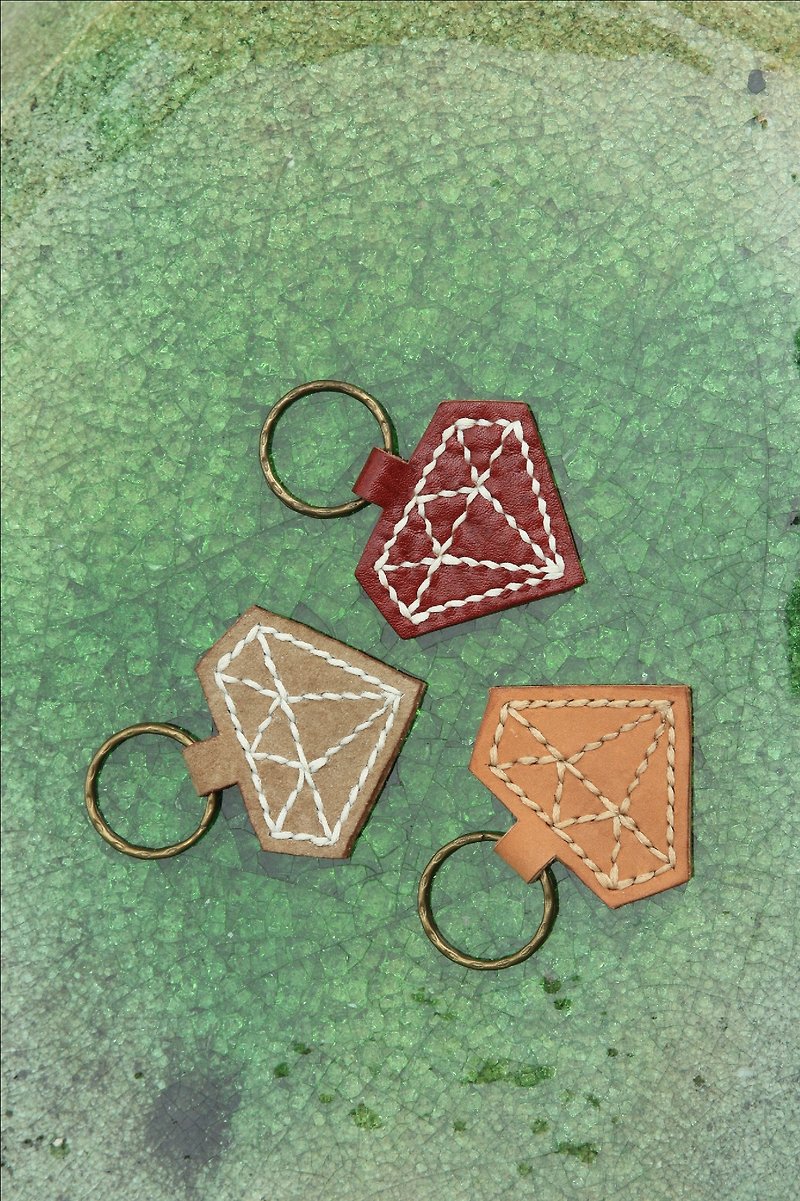 cottontail // handmade leather keychain - diamond - Keychains - Genuine Leather Brown