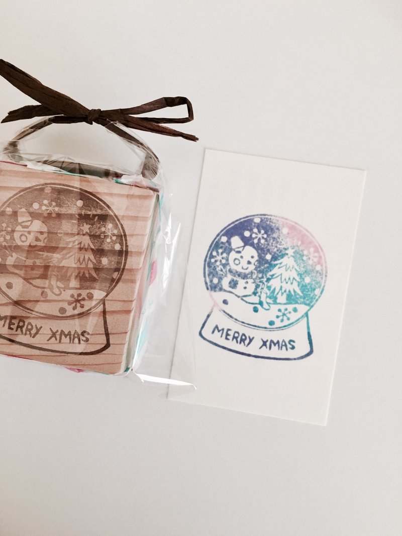 Deerday手刻章 Xmas聖誕水晶球 - 印章/印台 - 橡膠 藍色