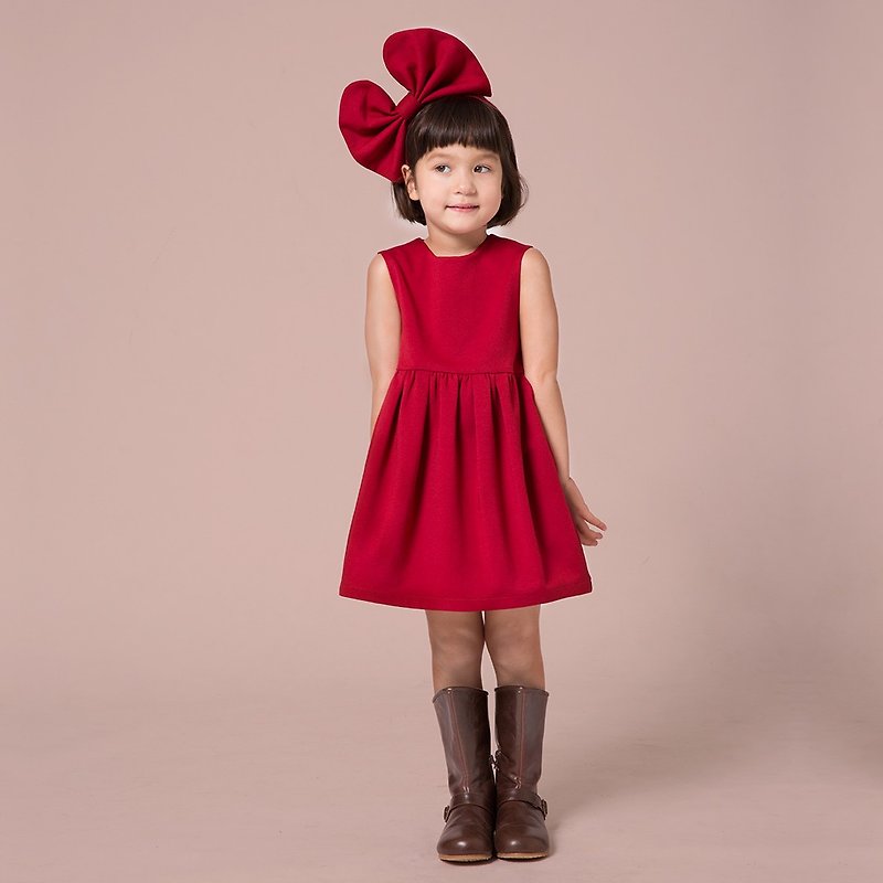 Ángeles-Royal Blue /  Dull Red Sleeveless Tulip Dress (3A-6A) - Other - Cotton & Hemp Red