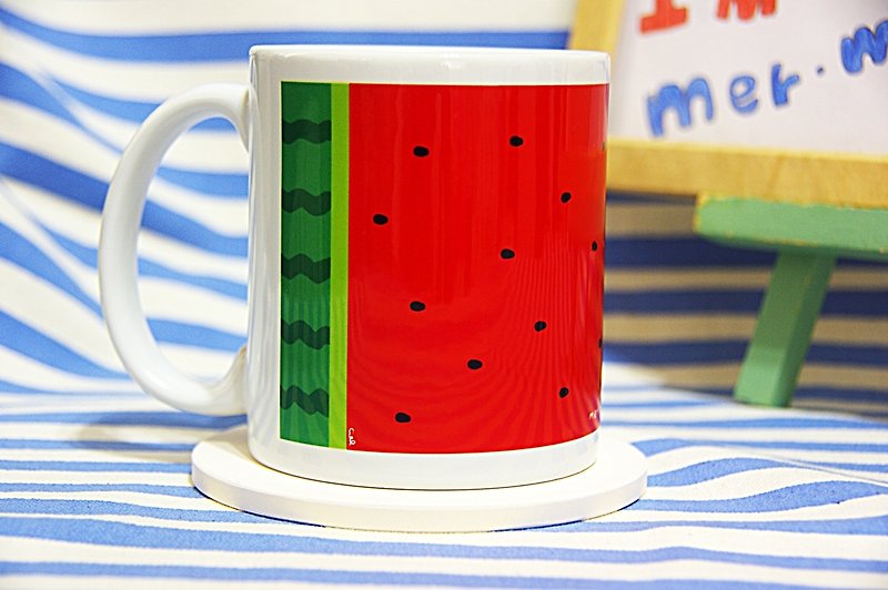 [Eating watermelon] Mug - Mugs - Other Materials Red