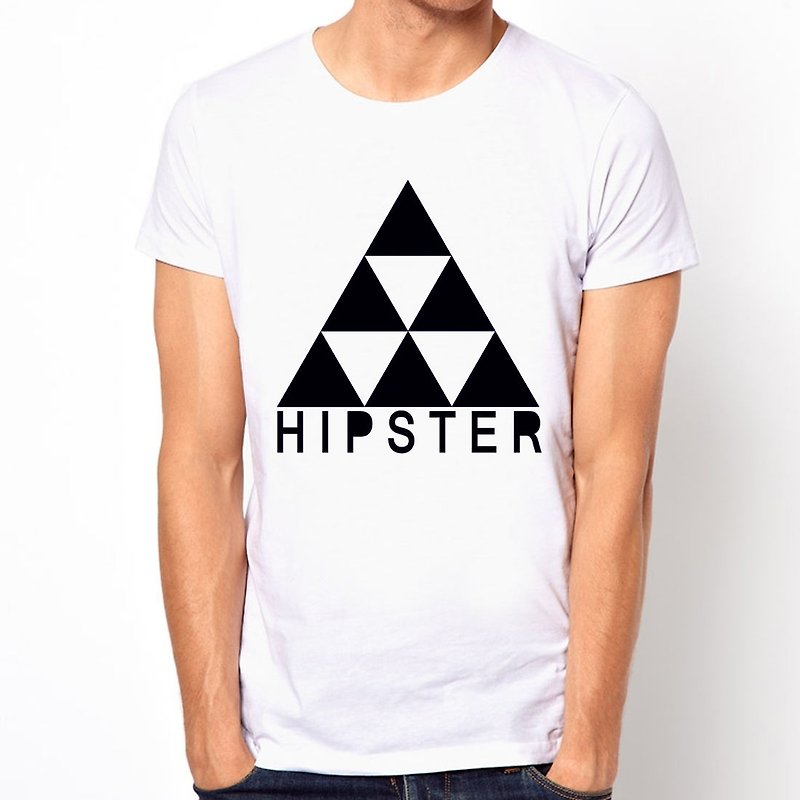 Triangle Hipster Short Sleeve T-shirt-2 Color Triangle Geometrical Cheap Fashion Design Wen Qing - เสื้อยืดผู้ชาย - วัสดุอื่นๆ หลากหลายสี