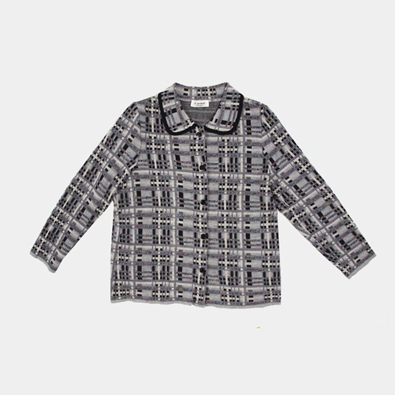 │moderato│ Nippon checkered squares vintage knit sweater coat │ forest retro. England. Young artists - Men's Sweaters - Other Materials Gray