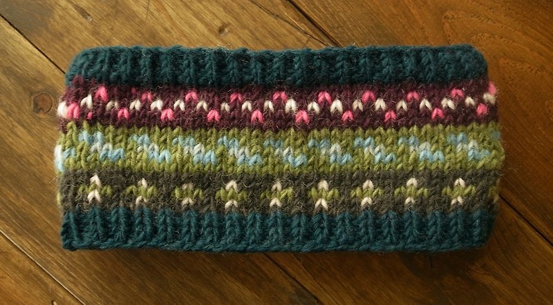 Handmade Hand Knit Headband, Wool Headband, Womens Knitting Headband - ที่คาดผม - ขนแกะ สีน้ำเงิน