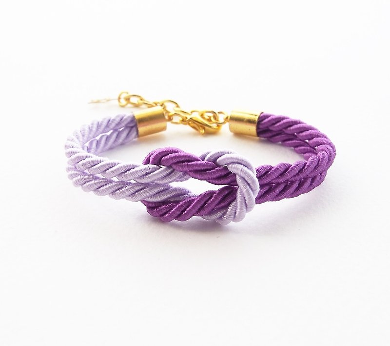 Purple / lilac knot rope bracelet - Bracelets - Other Materials Purple
