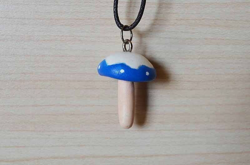 Hand-made necklace / only this one / blue mushroom - Necklaces - Acrylic Blue