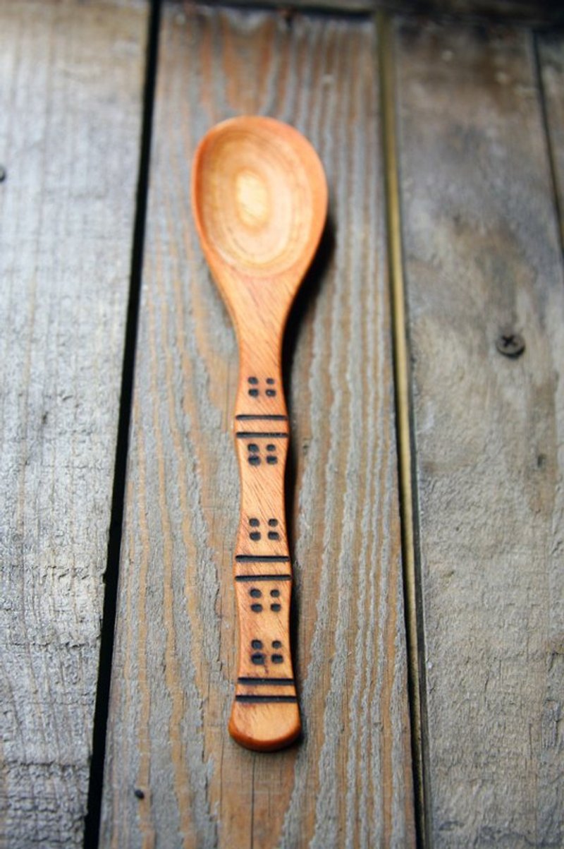 Hand-made wooden tableware spoon _ _ mark curve handle - ช้อนส้อม - ไม้ 