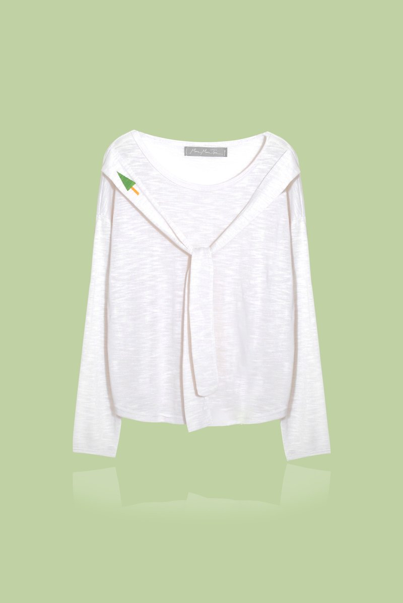 [Last] a little thin tree / playful fine woven shawl jacket - Women's Tops - Cotton & Hemp White