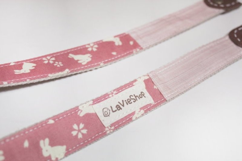 Sweet Japanese Cherry Bloom and Rabbit Silhouettes  (Light pink) 25mm Handmade - Cameras - Cotton & Hemp Pink